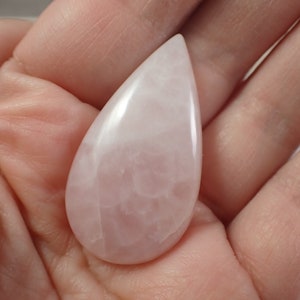 1 Piece Natural Pink Rose Quartz Cabochon - Teardrop Cab Smooth Polished - Pink Crystal Rose Quartz Tear Drop Cab - Smooth Long Cab #S7091