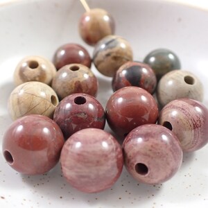 15 Pcs Natural Jasper Crystal Beads 12mm Round Smooth Finish Red Brown Tan Green Beads Jasper Round Beads Red Brown Tan Green S6831 image 1