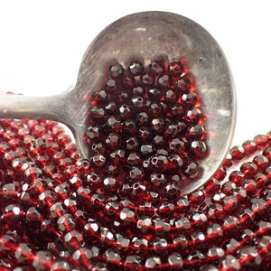 250 Pcs Dark Red Round Glass Beads - Faceted Translucent Beads - 4mm Clear Dark Red Beads - 3 Full Strands Red Round Glass Beads #S5345