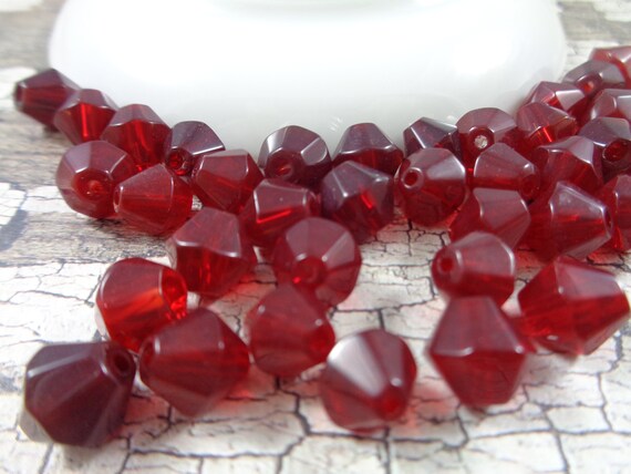 Dark Red Glass Beads, 8mm Faceted Round - Golden Age Beads