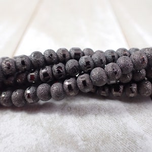 40 Pcs Small Black Rondelle Glass Beads - 6x5mm Shiny Black Stripe Glass Beads - Opaque Charcoal Gray Beads - Full Strand Glass Beads #S8154