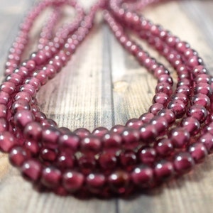 175 Pcs Tiny Red Garnet Crystal Beads - Natural Garnet Crystal Beads - Red Purple Translucent - Tiny Round Crystal Garnet Beads #S7258