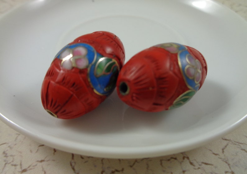 2 Lovely Red Clay Oval Shaped Floral Beads 28x16mm Red Textured Clay Flower Beads Pink Gold Blue Green Red Large Red Clay Beads Oval #S4518