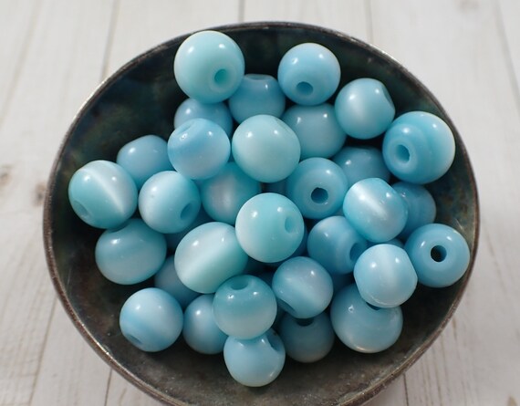 10mm Round Glass Beads - Two Tone Transparent Aqua and Green - 12 Beads