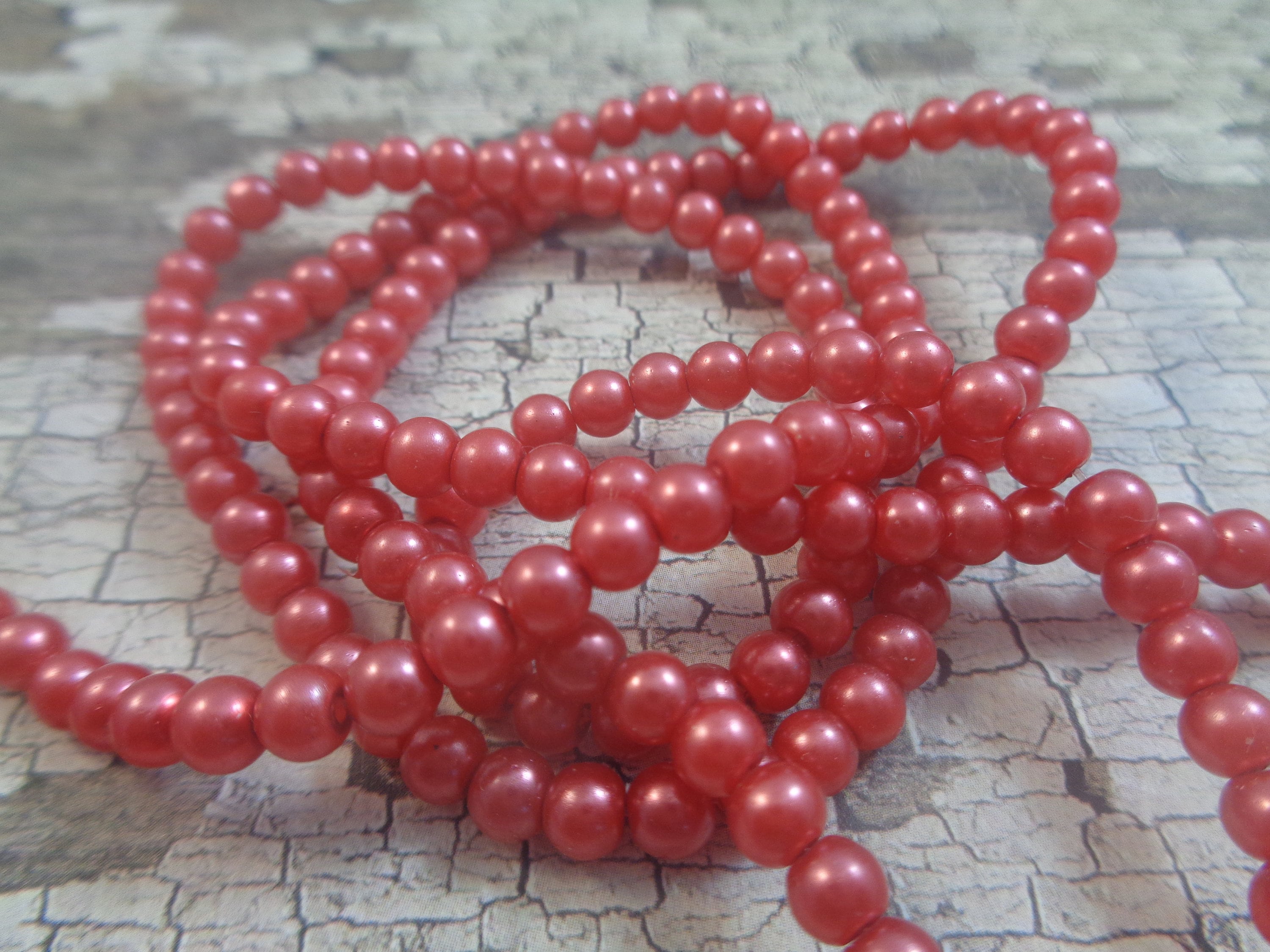 215 Pearly Pink Glass Beads 4mm Round Small Pink Dyed Glass Etsy