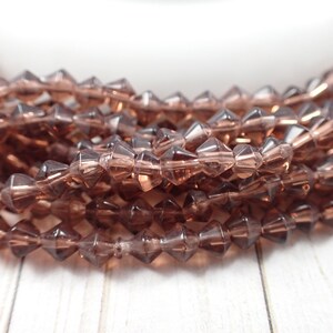 275 Pcs Light Brown Bicone Glass Beads - 4mm Translucent Brown - 3 Full Strands Brown Glass Beads - Small Brown Bicones - Clear Beads #S5254