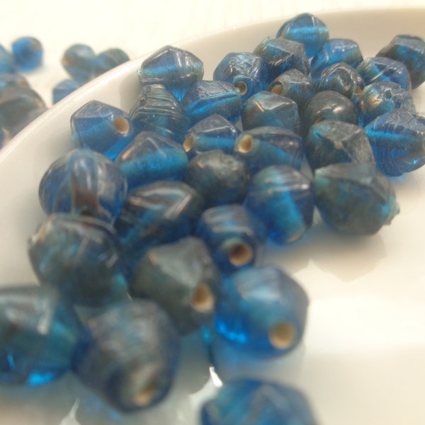 22 Pretty Clear Blue Glass Bicone Beads 12x8mm Bicone Shaped Glass Beads Translucent Blue Small Bicone Beads Clear Blue Glass Faceted #S6688