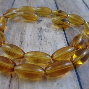 6 Pcs Translucent Gold Rice Beads - Smooth Glass Beads - Oval Shaped 8x6mm - Translucent Amber Glass Beads - Oval Rice Beads - Brown #S5526