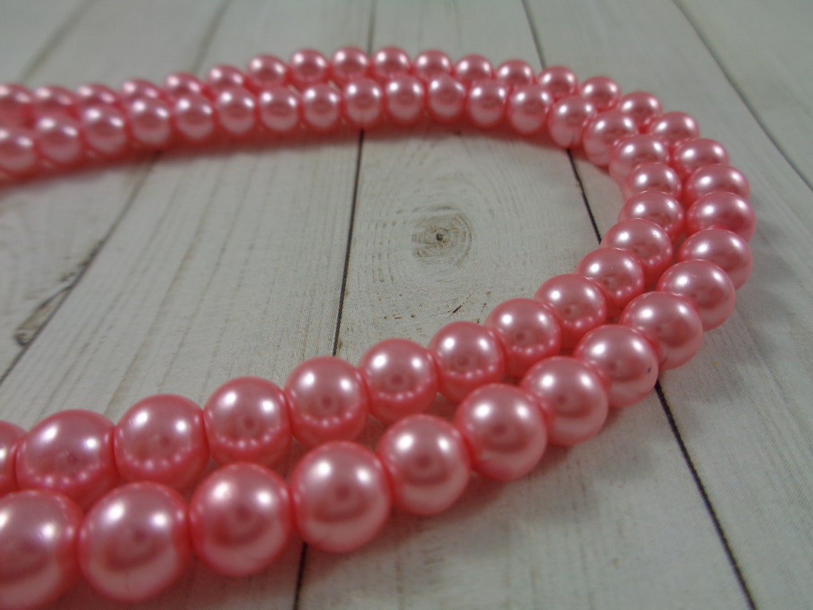 52 Pretty Pink Glass Pearl Beads 6mm Round Glass Pearls Light Etsy