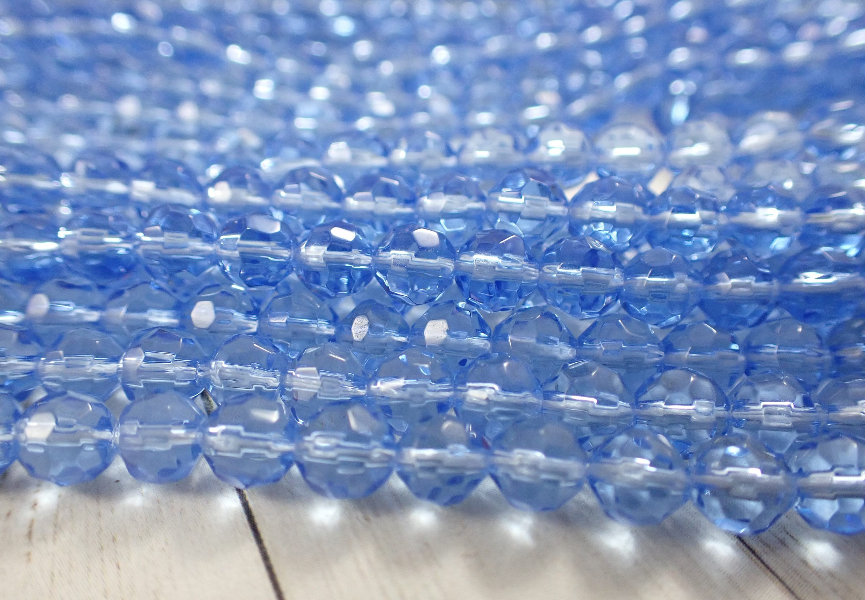 59 Pcs Light Blue Glass Beads Round Faceted Beads 6mm | Etsy