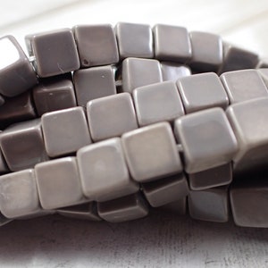 SALE - 127 Pcs Gray Vintage Japanese Cube Beads - Bright Shiny Plastic Cubes - 5mm Smooth Finish Gray Cube Beads - Vintage Japanese #K1033