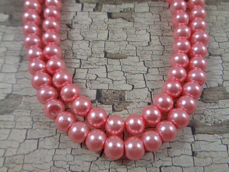 52 Pretty Pink Glass Pearl Beads 6mm Round Glass Pearls Light Etsy