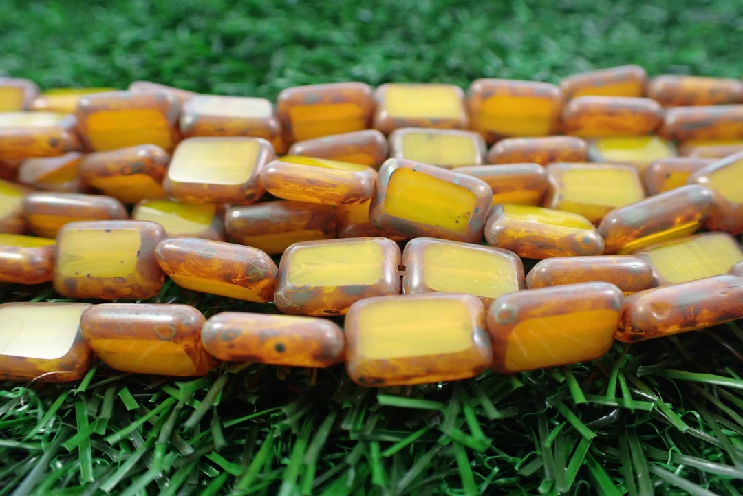 12 Pcs Mustard Yellow Czech Glass Beads Smooth Finish 12mm Etsy
