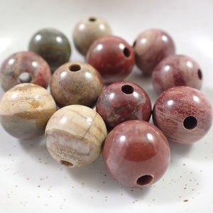 15 Pcs Natural Jasper Crystal Beads 12mm Round Smooth Finish Red Brown Tan Green Beads Jasper Round Beads Red Brown Tan Green S6831 image 5