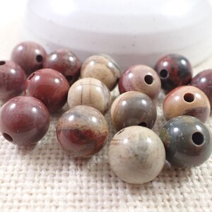 15 Pcs Natural Jasper Crystal Beads 12mm Round Smooth Finish Red Brown Tan Green Beads Jasper Round Beads Red Brown Tan Green S6831 image 8