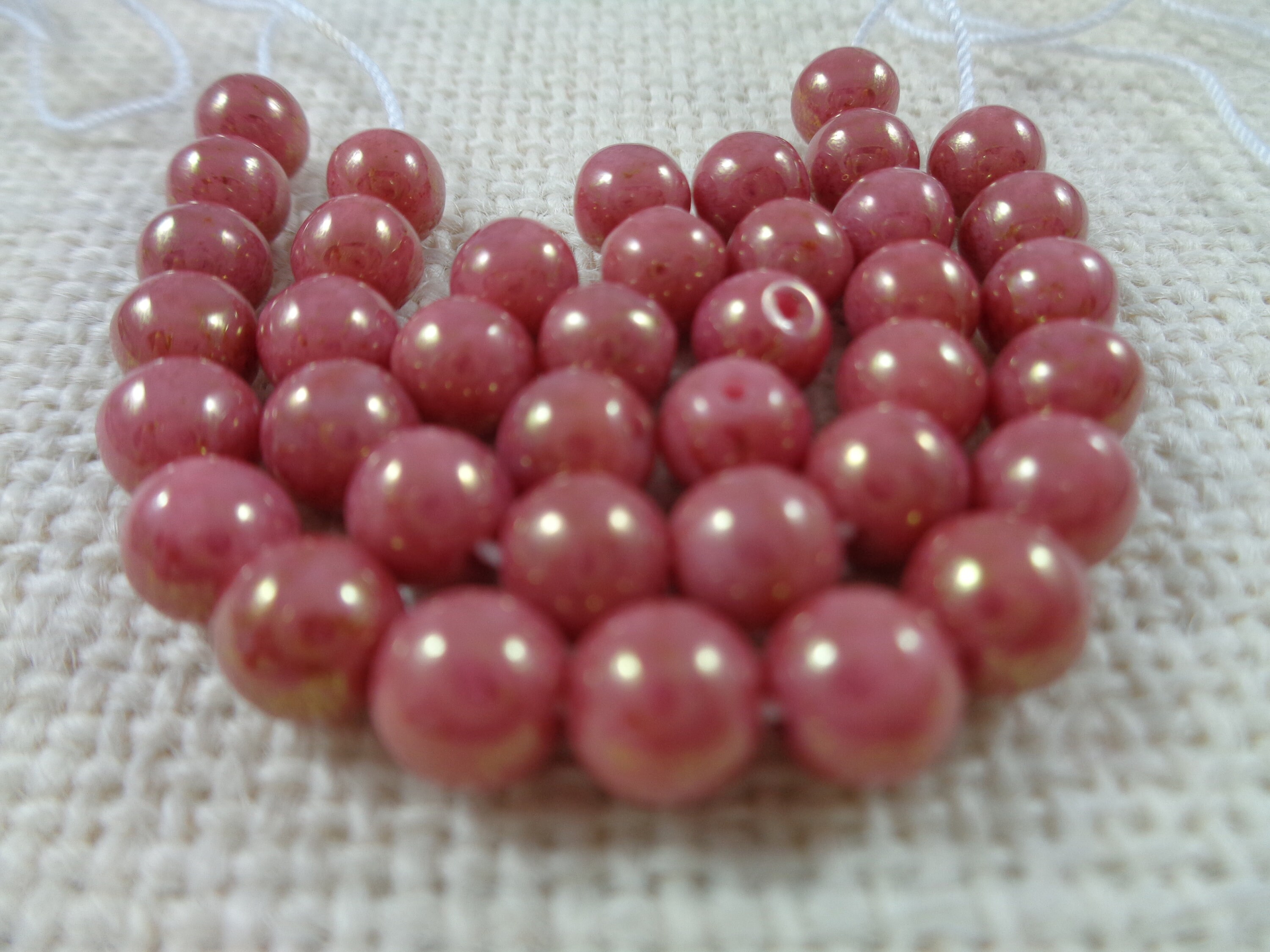 39 Pcs Deep Pink Glass Beads Round Smooth Finish Opaque Etsy