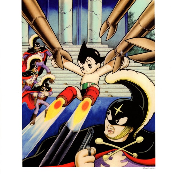 Vintage Osamu Tezuka Poster, 1960 Astro Boy, 12" x 16" Thick Paper-Cardboard Print, Japanese Cartoon Art, Animation, Science Fiction