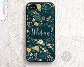 Personalized Iphone Case, iPhone 4, iPhone 5, Olive Green Floral, Monogrammed iPhone Case - 154