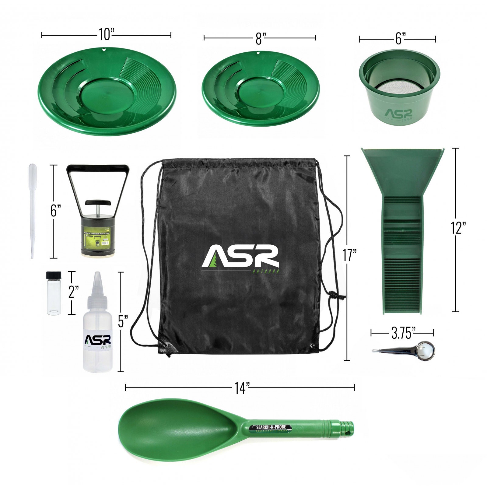 ASR Outdoor Complete Portable Gold Panning Kit With Drawstring