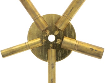ToolTreaux 5-Prong Brass Universal Antique Grandfather Clock Key (Even 2-4-6-8-10)