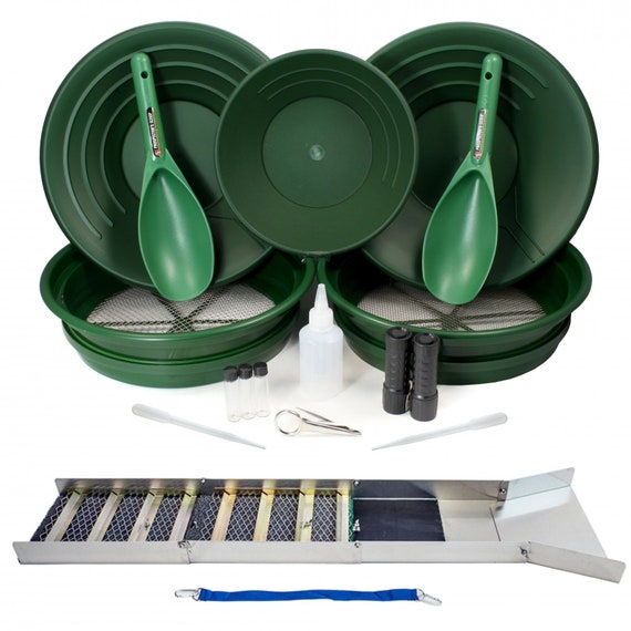 ASR Outdoor 17pc Deluxe Sluice Box Gold Prospecting Kit Classifier Pans  Snifter 