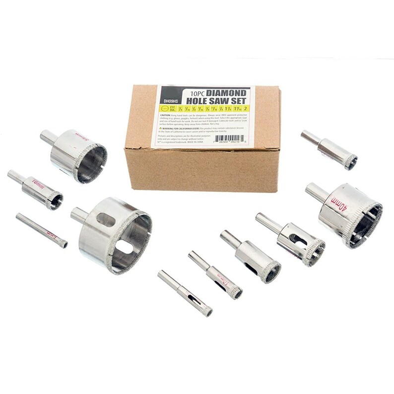 Tooltreaux 10pc Diamond Coated Hole Saw Set for Glass and Etsy