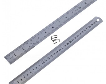 6 Inch Precision Stainless Steel Ruler .5mm Marks and .64th Inch Marks  Bonus Inch to Mm Conv. Chart on Back. Drilled Hole for Easy Hanging. 