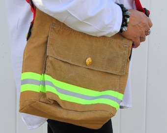 Firefighter turnout gear bag, The "Suspender"bag, bunker gear purse, messenger, carryall, computer bag