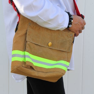 Firefighter turnout gear bag, The &quot;Suspender&quot;bag, bunker gear purse, messenger, carryall, computer bag
