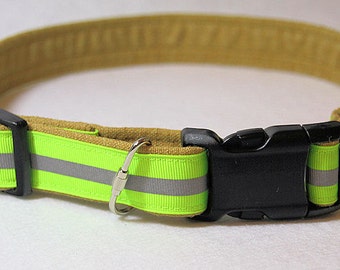 Firefighter Bunker Gear 1&quot; Dog Collar, Firefighter Turnout Dog Collar with Optional Matching Leash