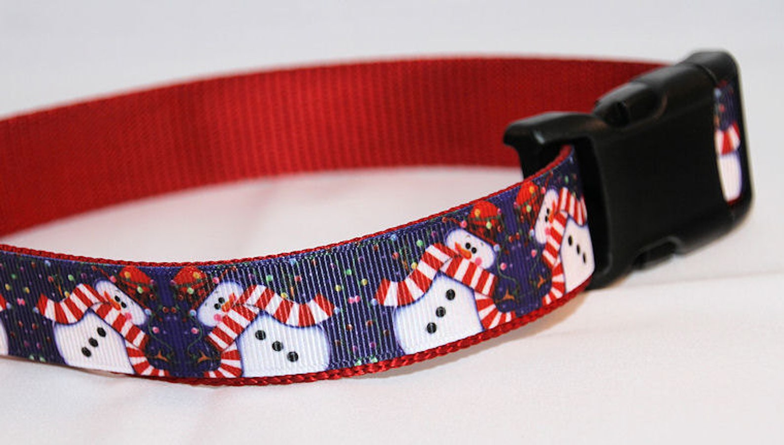 Jolly Snowmen Holiday Ribbon Dog Collar Adjustable With Etsy