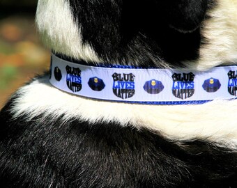 Blue Lives Matter Dog Collar, Adjustable or Martingale