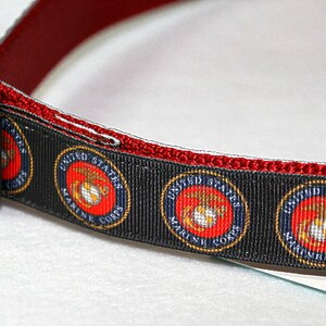 Marines Adjustible Ribbon Dog Collar, with Optional Leash