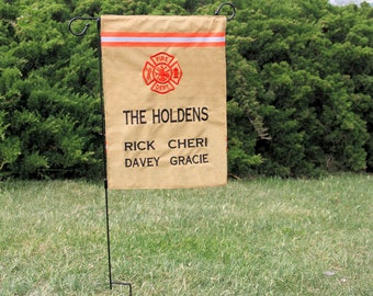 Firefighter Bunker Gear Yard or RV Flag: Personalized Maltese Cross Garden Decor