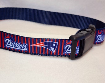 New England Patriots NFL Adjustible or Martingale Dog Collar, with Optional Leash