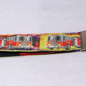 Dual Fire Engines Key Fob, Wristlet, Wrist Strap Key Chain