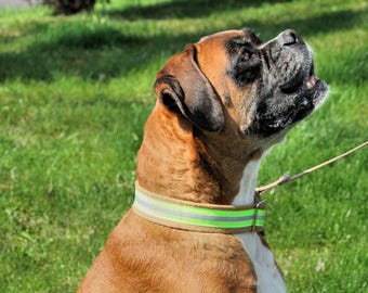 Firefighter Bunker Gear Reflective  2&quot; Dog Collar, Firefighter Turnout Dog Collar With Optional Matching Leash
