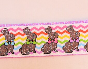 Easter Bunny Chocolate Adjustable Holiday Dog Collar with Optional Leash