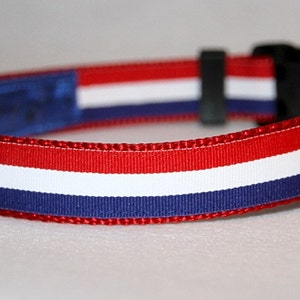 Patriotic Ribbon Dog Collar, Adjustable, With Optional Matching Leash ...