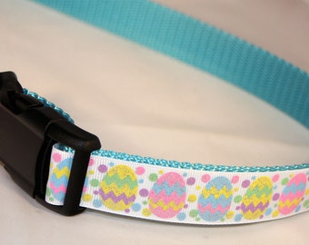 Easter Egg Sparkly Adjustable Holiday Dog Collar with Optional Leash
