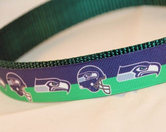 Seattle Seahawks Adjustible or Martingale Dog Collar, with Optional Leash