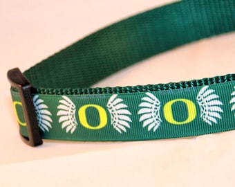 Oregon Ducks Wings, Steelers, Cowboys, Broncos, Patriots Adjustible Dog Collar, with Optional Leash