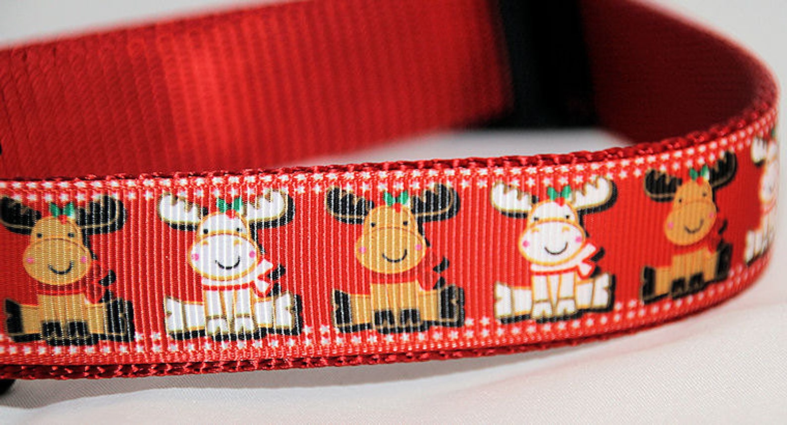 Reindeer Holiday Ribbon Dog Collar Adjustable With Optional Etsy