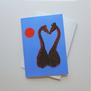 Carte d'anniversaire de girafes, carte de Saint-Valentin, carte de voeux d'amour, carte de voeux vierge à l'intérieur