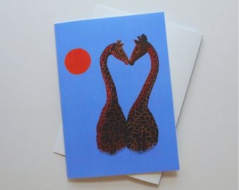 Giraffes Anniversary Card, Valentines Day Card, Love Greeting Card, Blank inside Greeting Card
