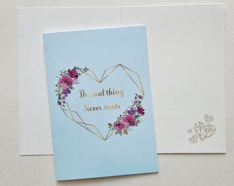 Anniversary Card, Valentines Day Card, Love Greeting Card, Blank inside Greeting Card