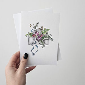 Fleurs et enveloppe 5 x 7 pouces vierges à l'intérieur pour penser à vous, sympathie, cadeau de douche