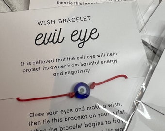 Evil eye wish bracelet | tie on protection | hostess gift | stocking stuffer | gift for teen