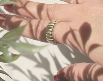 Scalloped gold vermeil ring | sterling silver base | chunky jewelry