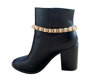 Boot bracelet pair | boot chain | boot accessories | gold and pearl chunky chain